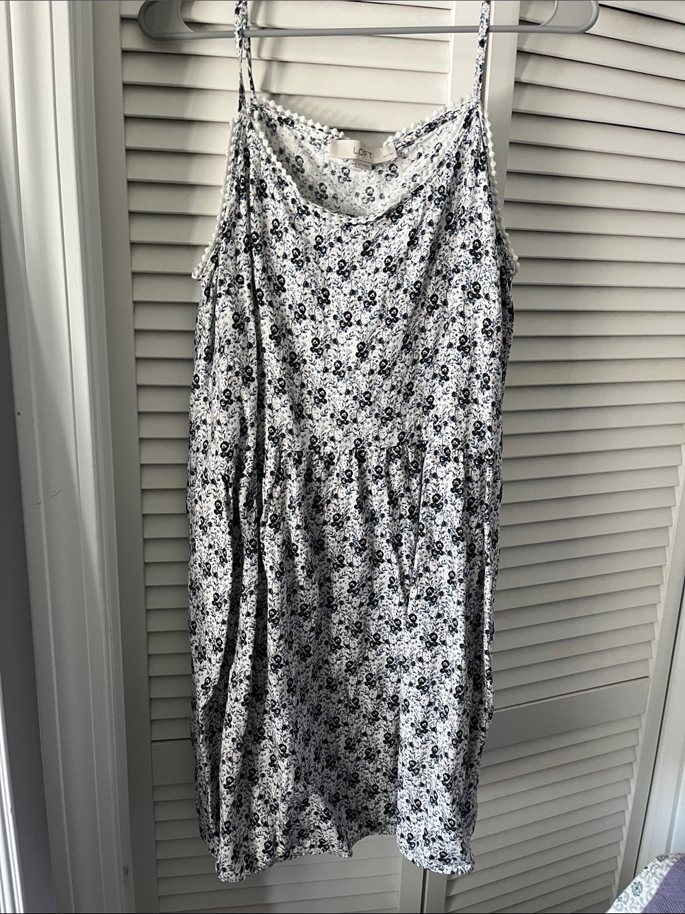 LOFT White Floral Spaghetti-Strap Dress